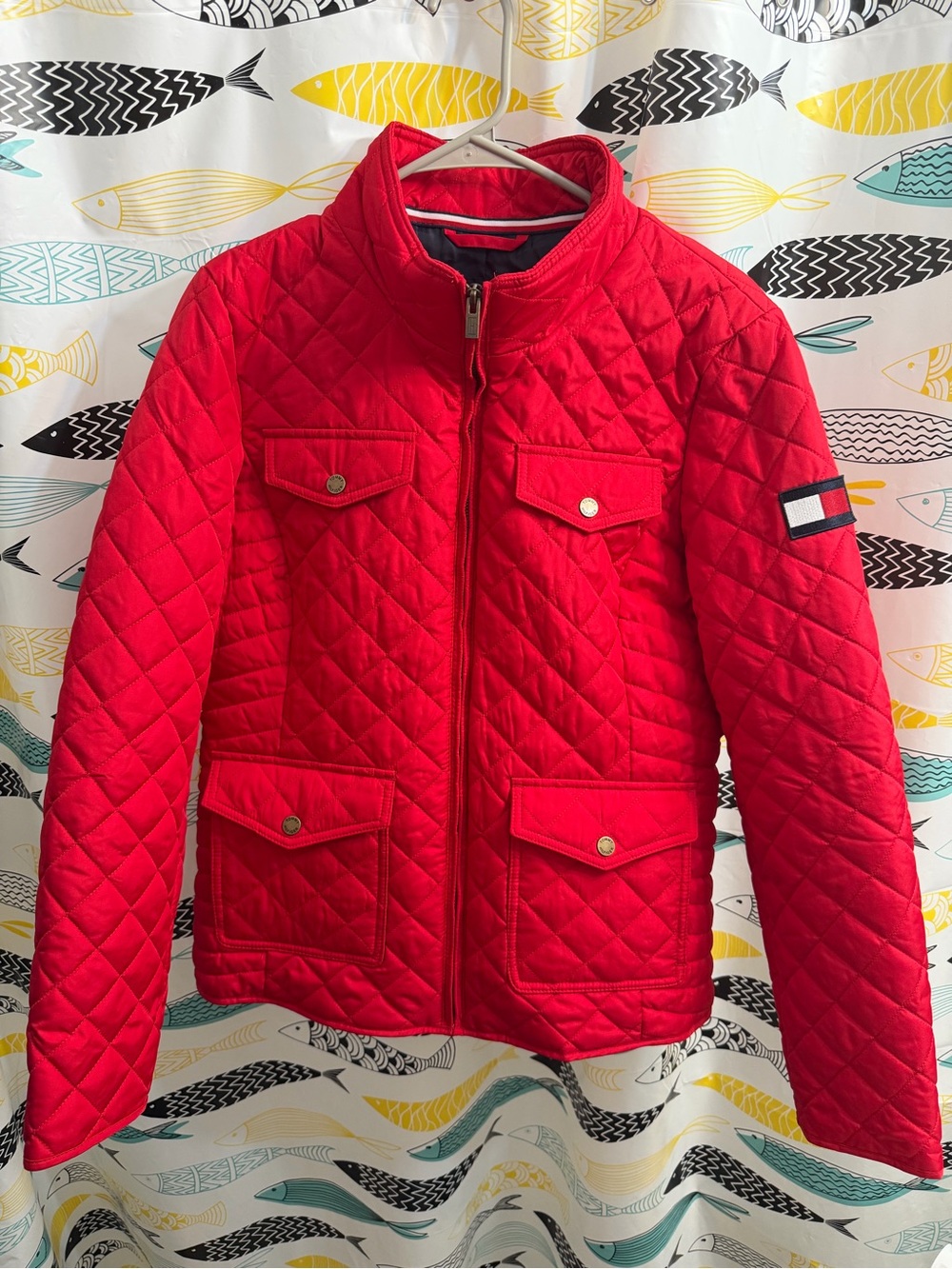 NWT Tommy Hilfiger Women Quilted Red Jacket Size Medium